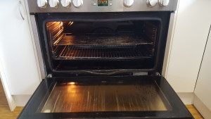 cleaning oven shelves before photo